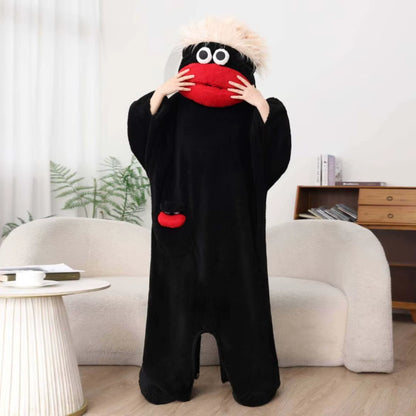 Thiened Fce Coral Velvet Footed Pajamas Women'S Autumn Winter Warm Abstract Ugly Cute Outwear Home Clothes Long Sve